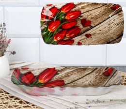 Блюдо стеклянное прямоугольное глубокое 230х120мм Grey Тюльпаны White Lily S440609 DD436