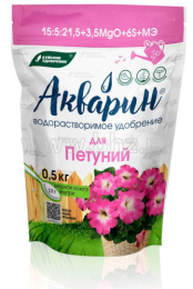Акварин для петуний 500г удобрение водорастворимое комплексное минеральное, марка 21, дой-пак Буйские удобрения