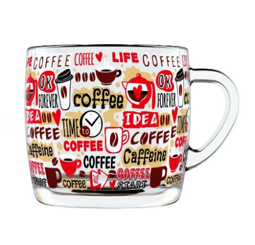 Кружка стеклянная 300мл Кофенечка Декостек 2134-Д