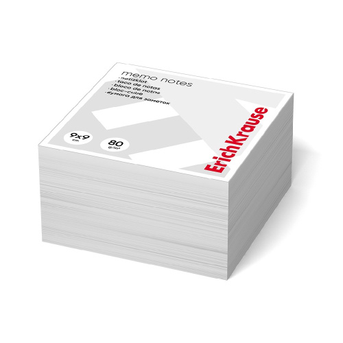 Блок для записей 9х9х5 ErichKrause, белый, проклеенный 62115