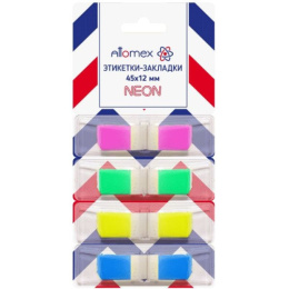 Этикет-закладки самоклеящиеся  4 цвета х  50 листов 45х12мм Attomex пластик полупрозрачный Z-сл в инд. диспенсере 2011224