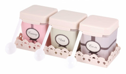 Банки для сыпучих пластиковые набор 3шт. 1,2л квадратные на подставке Уют Альтернатива М4723