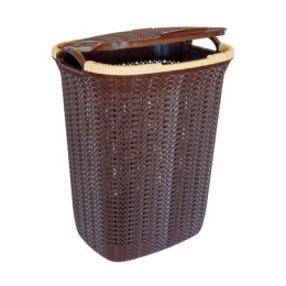 Корзина для белья пластиковая прямоугольная 55л 43,5х35х58см Вязание, шоколадный Ар-Пласт 15005