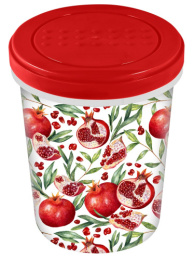 Емкость для продуктов пластиковая с завинчивающейся крышкой 1,0л Asti с декором, красный Homver 221154806/03