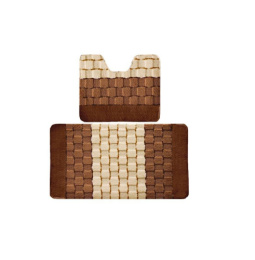 Комплект ковриков напольных для ванной и туалета на латекс. основе Silver 2пр. 60х100см/50х60см толщина 11мм, коричневый Banyolin