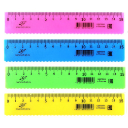 Линейка пластиковая 15см Луч, с волнистым краем, непрозрачная ассорти 34С 2253-08