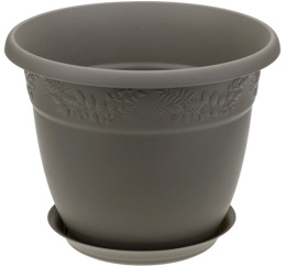 Кашпо пластиковое Рябина с поддоном  5,0л d-25см h-19,5см французcкий серый Idea М3056