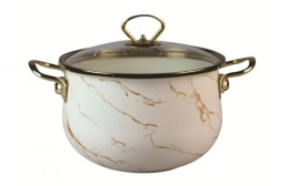Кастрюля эмалированная Lux 5,0л грушевидная со стеклян. крышкой, кремовый мрамор Маруся R-22450