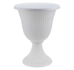 Вазон для цветов пластиковый Ливия высокий на ножке 12,6л d-35см h-43см мраморный Idea М3203