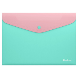 Папка с кнопкой А4 0.20 Berlingo Haze, мятно-розовая EFB_A4923