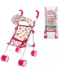 Коляска для куклы металлический каркас складная Фантазия 36х25х53см, малиновый Mary Poppins 67324