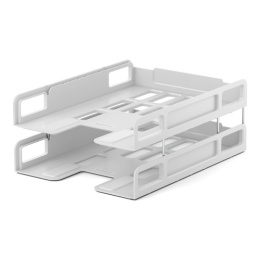 Лотки для бумаг набор 2шт. ErichKrause Techno Classic, на металлических стержнях, белый 55555