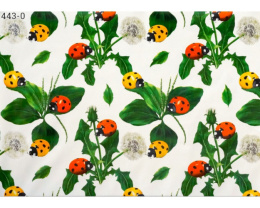 Клеенка столовая на тканевой основе ТВ 1,30х25м божьи коровки на белом фоне Колорит 443/0