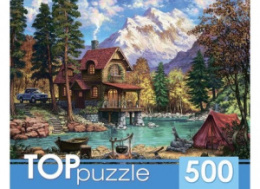 Пазлы  500 элементов Домик у озера в горах ХТП500-6819