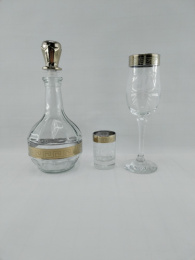 Бар - набор стеклянный 14 предметов (графин - штоф + 6 бокалов для шампанского + 6 стопок + барная стойка) Ностальгия, в п/у Gid Glass 02+44160+1022 МБ(е)-3 GN