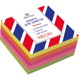 Блок самоклеящийся 76х76 5 цветов неон 400 листов Attomex 2010205