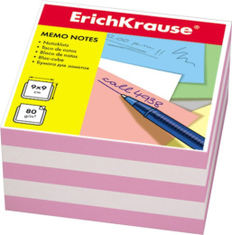 Блок для записей 9х9х5 ErichKrause, 2 цвета (белый, розовый) 2719