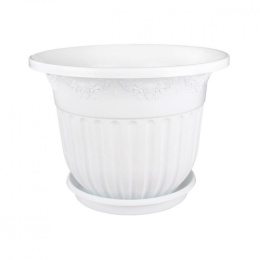 Горшок для цветов пластиковый Лозанна с поддоном 17л белый Альтернатива М1612