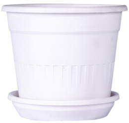 Кашпо пластиковое Гамма №3 с поддоном 3л 19,5х19,5х17см белый Ар-Пласт 07003