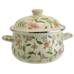 Эмаль набор посуды 3 предм. кастрюли грушевидные с металл. крышками 1,5л, 2,8л, 3,6л Прованс Metalloni EM-1641