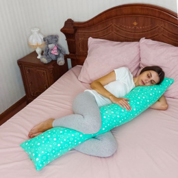 Подушка многофункциональная форма "I" 145х25см (бязь) Звезды зеленые 7957/4, в пакете ДомВелл 