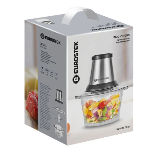 Измельчитель электрический 600Вт, 2л, серебристый Eurostek EMC-GN05G