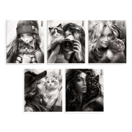 Тетрадь  48 листов Девушка с котом 68540