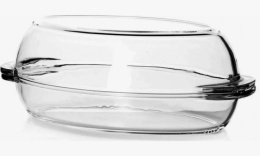 Утятница стеклянная жаропрочная овальная с крышкой 2,25л + 2,25л 34х19,5х7см, в коробке Borcam 59022