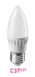 Лампа светодиодная 10Вт (эквивалент  75Вт) 230В E27 4000К белый (дневной) свет свеча Онлайт OLL-C37-10-230-4K-E27-FR