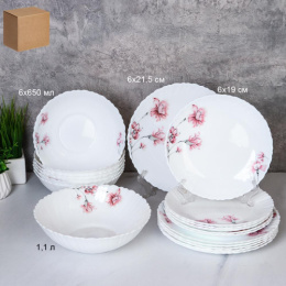 Набор столовый стеклокерамический 19 предметов Садовая гвоздика, в инд/у White Lily GRAY-19/758578 (7208)/727825