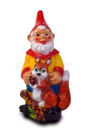 Фигурка садовая гипсовая Гном с белкой h-75см ГусьДекорЛюкс 2С18