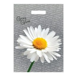 Пакет подарочный ПВД 31,5х43см 50мкм Грэй Глосс Ромашка 701463