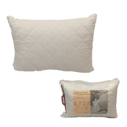 Подушка 50х70см Лебяжий пух (чехол п/э 70, стеганый, кант) в пакете ДомВелл 