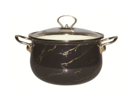 Кастрюля эмалированная Lux 2,2л грушевидная со стеклян. крышкой, черный мрамор Маруся R-31822