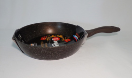 Сковорода алюминиевая литая с антиприг. мраморным покрытием Алтай d-26см без крышки с ручкой soft-touch Гардарика 1226-07