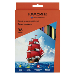 Карандаши цветные 36 цветов Красин Алые паруса, трехгранные КР-360100