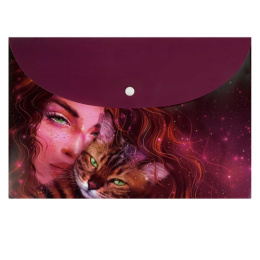 Папка с кнопкой А4 Девушка с рыжим котом 69005