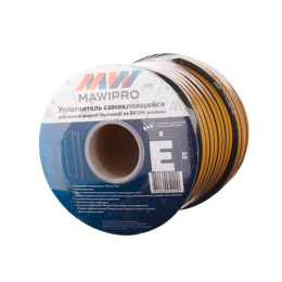 Уплотнитель самоклеящийся 15х8,0мм,  50м E-профиль, черный Mawipro E158-9005/ MW-2826