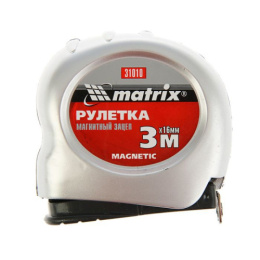Рулетка  3м х 16мм пластиковый корпус с магнитным зацепом, Magnetic Matrix 31010