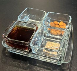 Менажница стеклянная 4 секции прямоугольная Baroque 4+1 135х160мм составная, в п/у Kaveh 1312