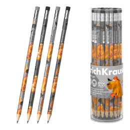 Карандаш чернографитный с ластиком ErichKrause Happy Capy, пластиковый, круглый, HB 61999