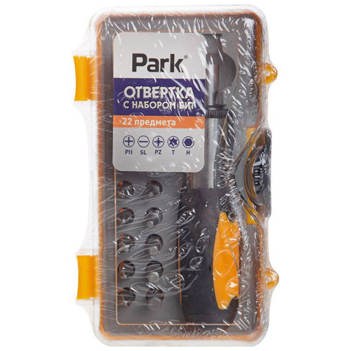Отвертка реверсивная с набором бит 22 предмета Park 008605