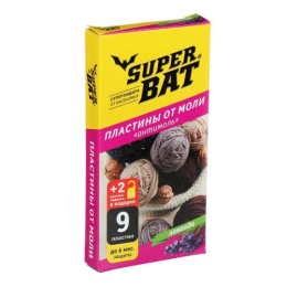 Пластины от моли набор  9шт. + 2 крючка, лаванда SuperBAT 03-001