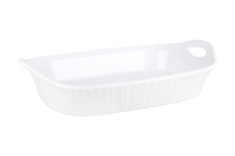 Форма для запекания фарфоровая жаропрочная прямоугольная 30х20х5,5см с ручками, белый Коралл ZD12682