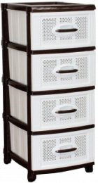 Комод четырехсекционный пластиковый Звездочка 38х45х95см шоколадно-белый Ар-Пласт 160272