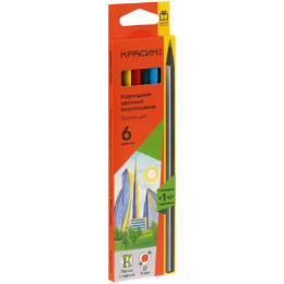 Карандаши цветные  6 цветов Красин Эволюция + 1 чернографитный НВ пластиковые КР-060500