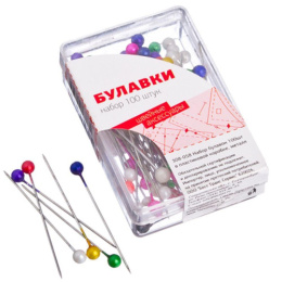 Набор булавок металлических 100шт. в пластиковой коробке 308-058