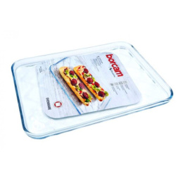 Форма для запекания стеклянная жаропрочная прямоугольная 33,4х24,4х2см 1,1л рифленая Borcam 590066 OB