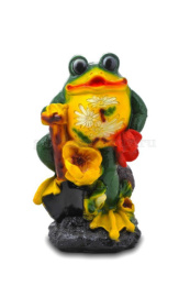 Фигурка садовая гипсовая Лягушка с цветами 23х41см ГусьДекорЛюкс 8С17
