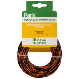 Леска для триммера двухкомпонентная квадратная перекрученная 2,4мм, 15м, Зебра Park 990664